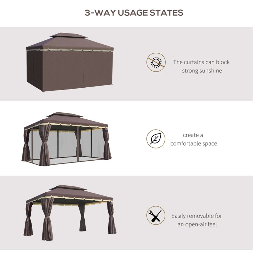 10ft x 13ft Patio Gazebo-Coffee-AS ( Amazon Shipping)（Prohibited by WalMart）