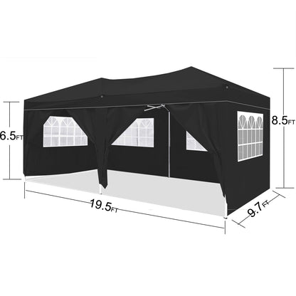 10'x20'Pop Up Canopy Outdoor Portable Party Folding Tent with 6 Removable Sidewalls + Carry Bag + 4pcs Weight Bag